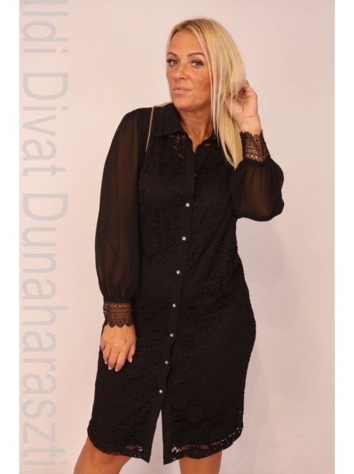 Norm Fekete Gombos Csipke Ruha-42