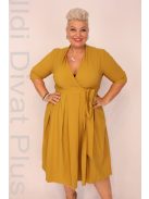 La Fama Mustár Átlapolós A-vonalú Ruha