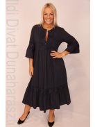 Kapris Kék-Csipkés Köves Fodros Ruha