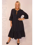 Kapris Kék-Csipkés Köves Fodros Ruha