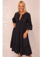 Kapris Kék-Csipkés Köves Fodros Ruha