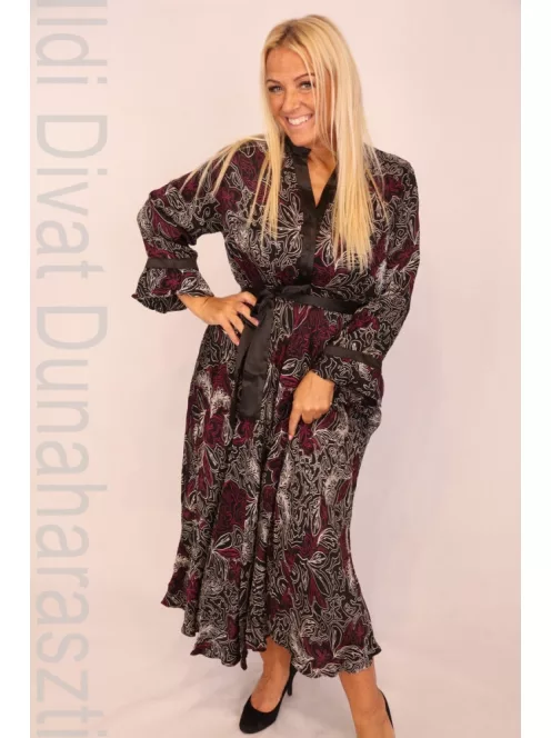 Norm Fekete-Lila Mintás Fodros Aljú Ruha