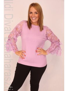 Tonsurton Lila Csipkés Ujjú Kötött Felső-2