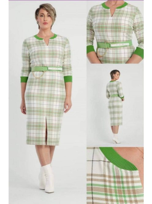 Ella Zöld-Barna Kockás Ruha