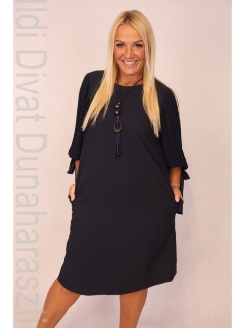 AdaLen Sötétkék Rakott Ujjú Ruha