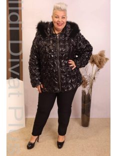 Ay-Sel Fekete Fényes Prémes Kabát-50