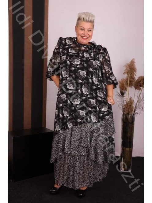 Darkwin Virágos-Fodros Kétrészes Ruha-2