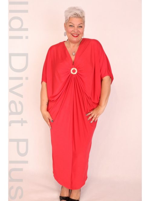 Anne Scarlet Piros Mellnél Húzott Maxi Ruha