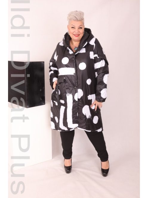 Maya Longa Fekete-Fehér Pöttyös Kabát