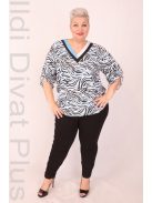 Grandi Fehér-Kék Mintás Ella Blúz-50