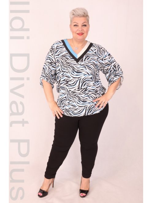 Grandi Fehér-Kék Mintás Ella Blúz-50