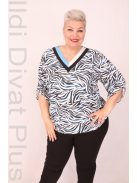 Grandi Fehér-Kék Mintás Ella Blúz