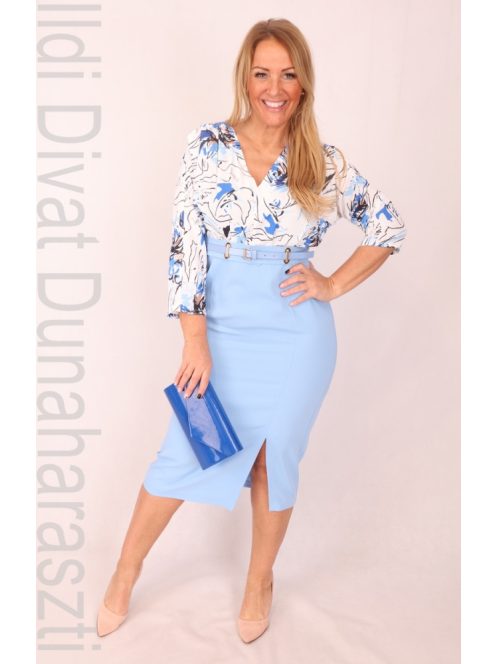 Dojery Kék-Fehér Mintás Ruha+Öv