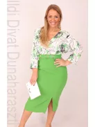 Dojery Zöld-Fehér Mintás Ruha+Öv