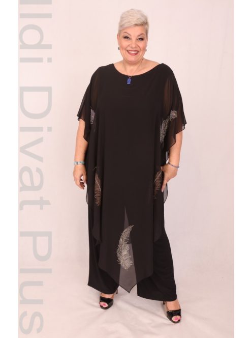 Hesba Fekete Tollas Köves Muszlin Overál