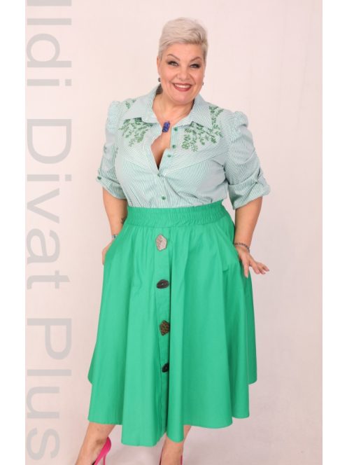 Kapris Zöld-Fehér Csíkos Hímzett Ing