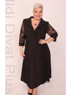 Kapris Fekete Csipkebetétes Ruha+Öv