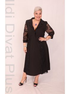 Kapris Fekete Csipkebetétes Ruha+Öv