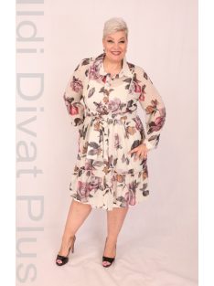 Kapris Beige Virágos Kétrészes Muszlin Ruha