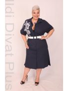 Basico Kék-Fehér Virágos Hímzett Ingruha