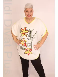 Maxlive Fehér-Citrom Virágos Tunika