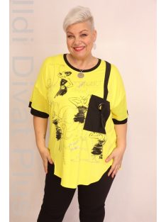 Maxlive Sárga-Fekete Zsebes Köves Tunika