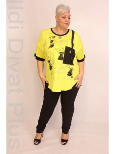 Maxlive Sárga-Fekete Zsebes Köves Tunika