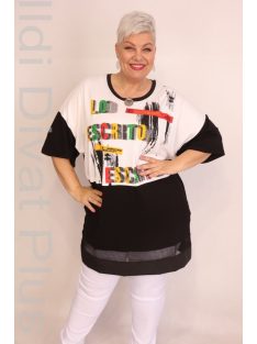 Maxlive Fekete-Fehér Színes Írásos Tunika