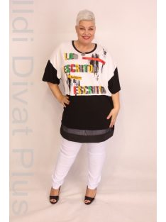 Maxlive Fekete-Fehér Színes Írásos Tunika