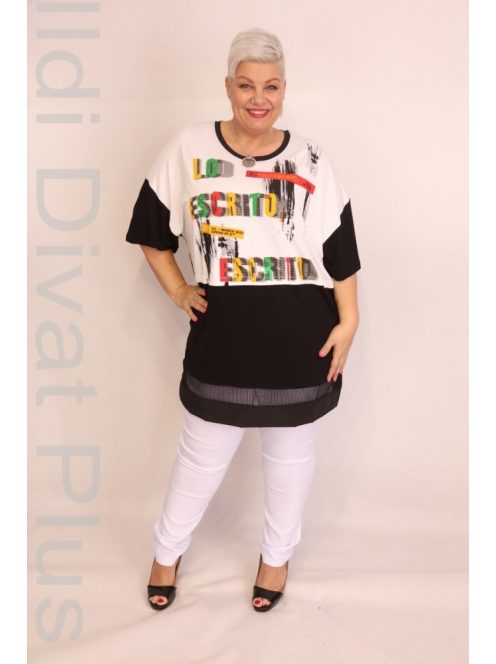 Maxlive Fekete-Fehér Színes Írásos Tunika