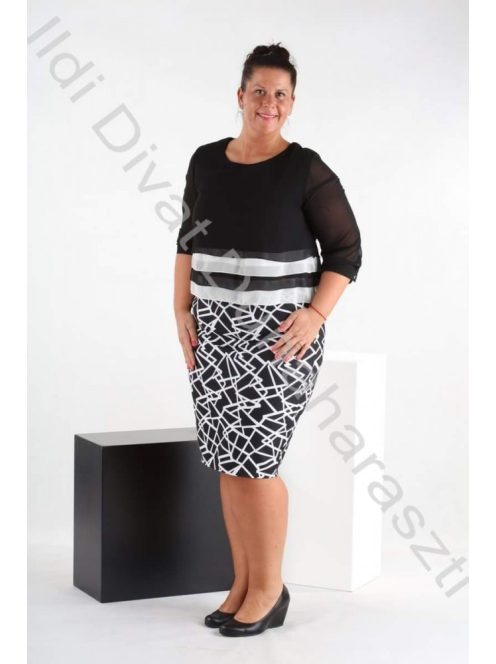 Silver fekete-fehér muszlinos ruha - 42