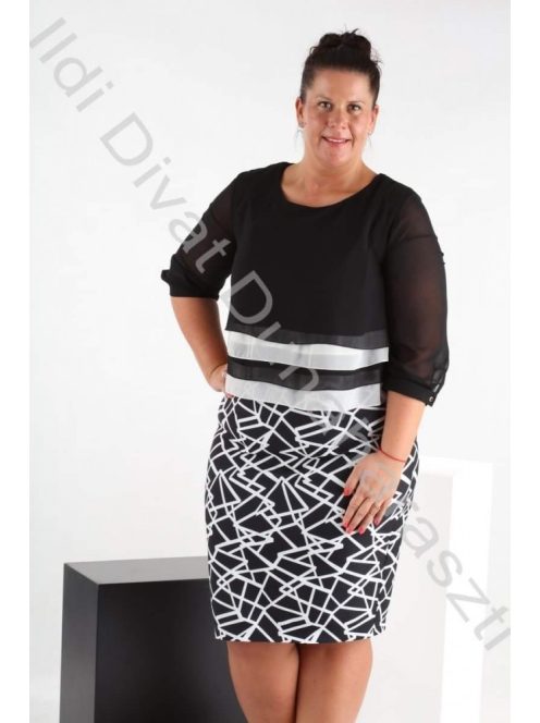 Silver fekete-fehér muszlinos ruha - 42