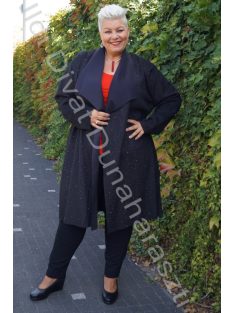 Luizza Fekete Hasított Bőr Köves Kardigán