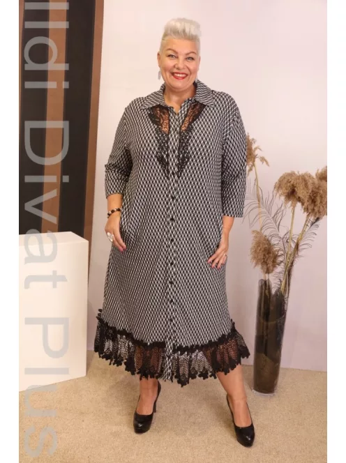 Darkwin Mintás Csipkés Ruha-2