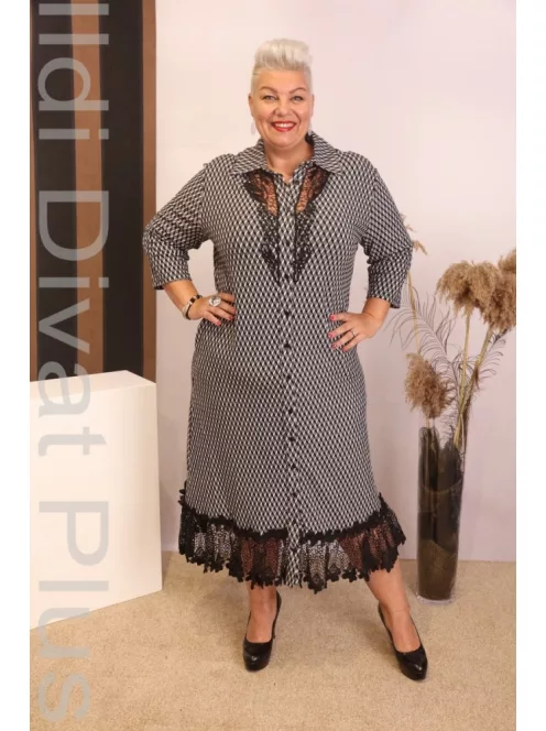 Darkwin Mintás Csipkés Ruha-2