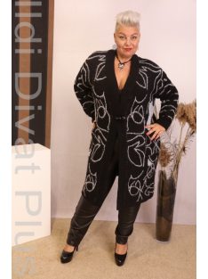 Darkwin Fekete-Szürke Maxi Kötött Kardigán