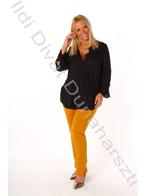 Zoi Fekete Csipkebetétes Blúz