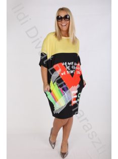 Say Plus Sárga-Fekete Mintás Ruha