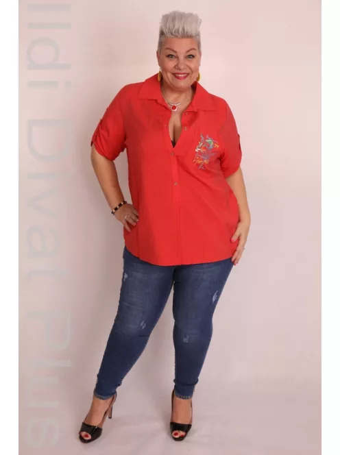 Darkwin Korall Felül Gombos Blúz