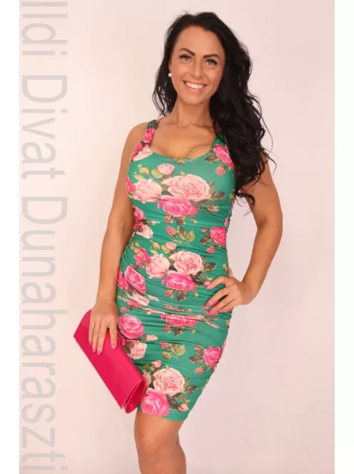 Envy Zöld Virágos Húzott Ruha