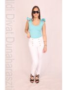 Envy Vízkék Dekoltált Fodros Vállú Body