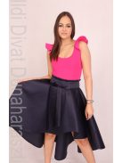 Envy Magenta Dekoltált Fodros Vállú Body