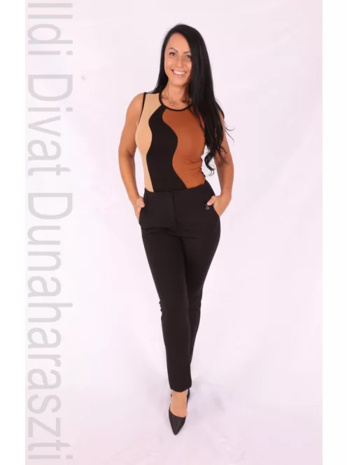 Envy Barna-Fekete Hullámos Ujjatlan Body-S