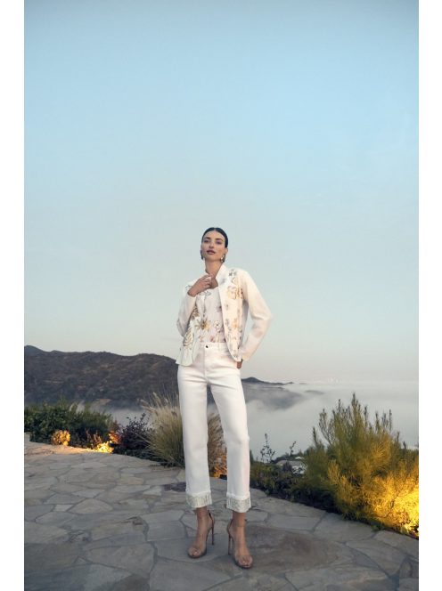 Frank Lyman Fehér-Virágos Reno Kardigán