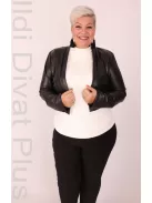 Frank Lyman Fekete-Textil Bőr Blézer-42