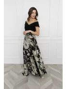 Frank Lyman Fekete -Ekrü Mintás Delina Maxi Ruha