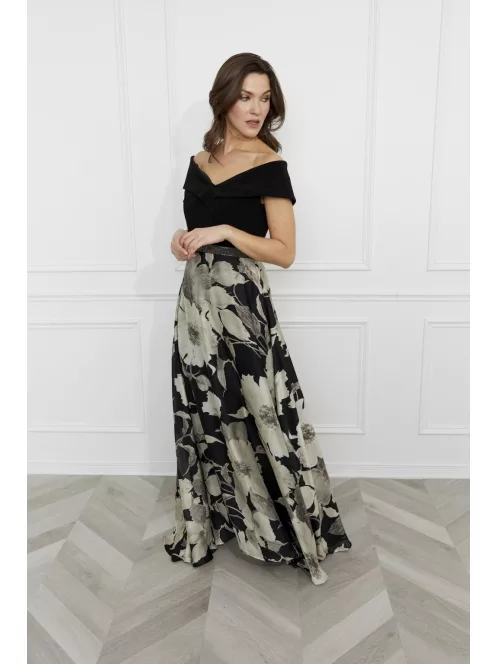 Frank Lyman Fekete -Ekrü Mintás Delina Maxi Ruha