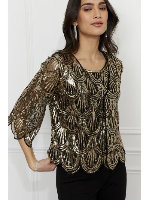 Frank Lyman Arany-Flitteres Jolina Kabátka-XL