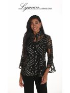 Frank Lyman Fekete-Arany Hímzett Tulla Blézer-XL