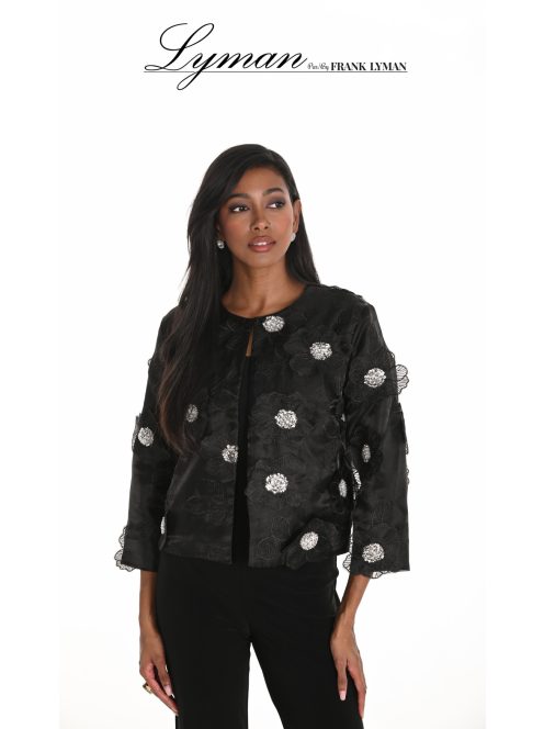 Frank Lyman Fekete-Ezüst Virág Blézer-L